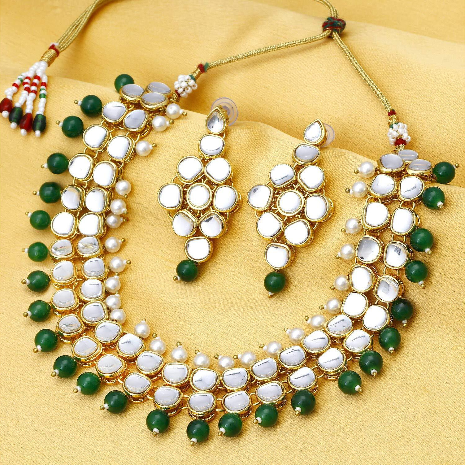 Sukkhi Gold Plated Kundan Pearl Fancy Choker Necklace Set Traditional Jewellery Set with Earrings for Women & Girls (N73508_D1)