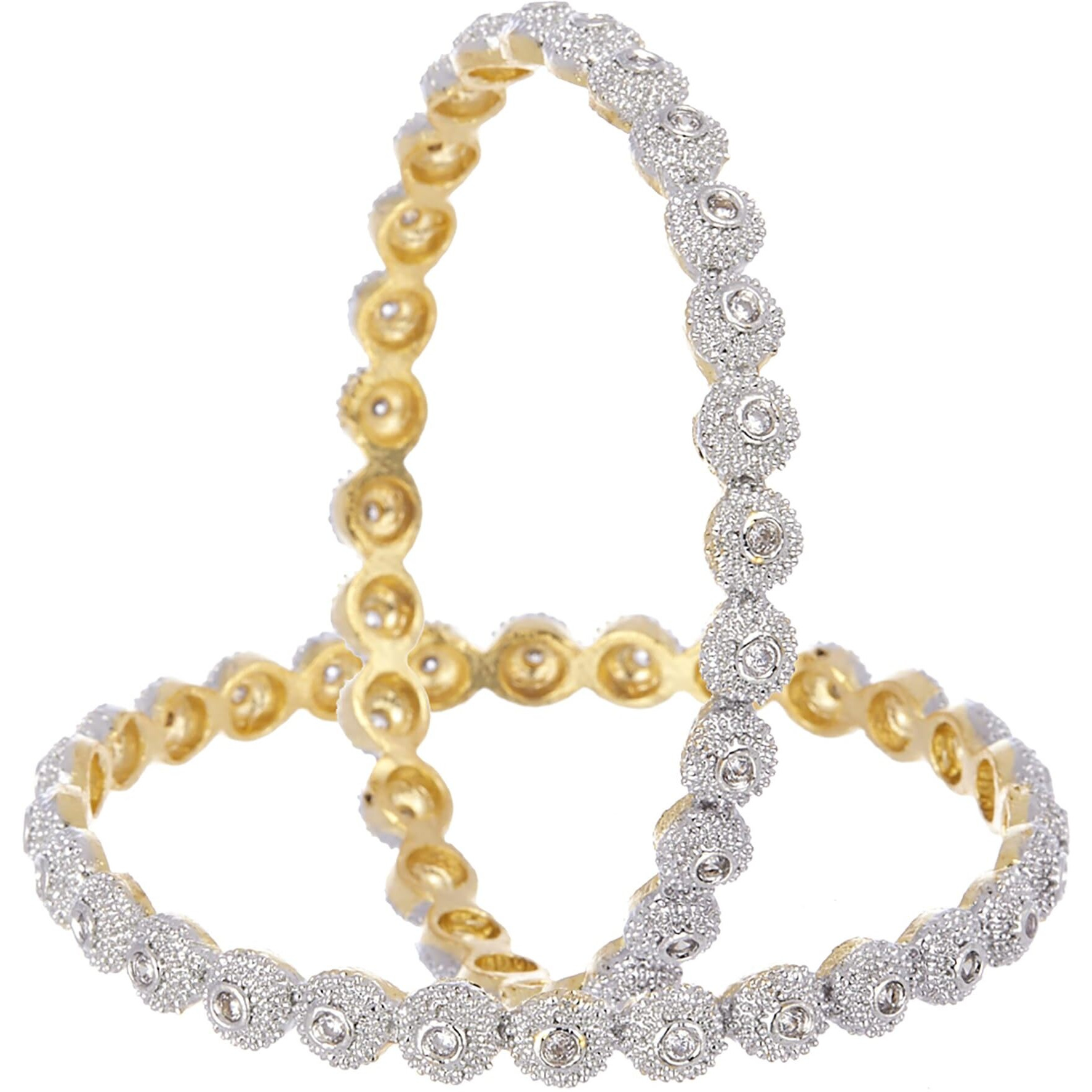ZENEME Womens Pride Designer American Diamond Gold Plated Mangalsutra & Bangle Set Combo Jewellery for Women (2.4)