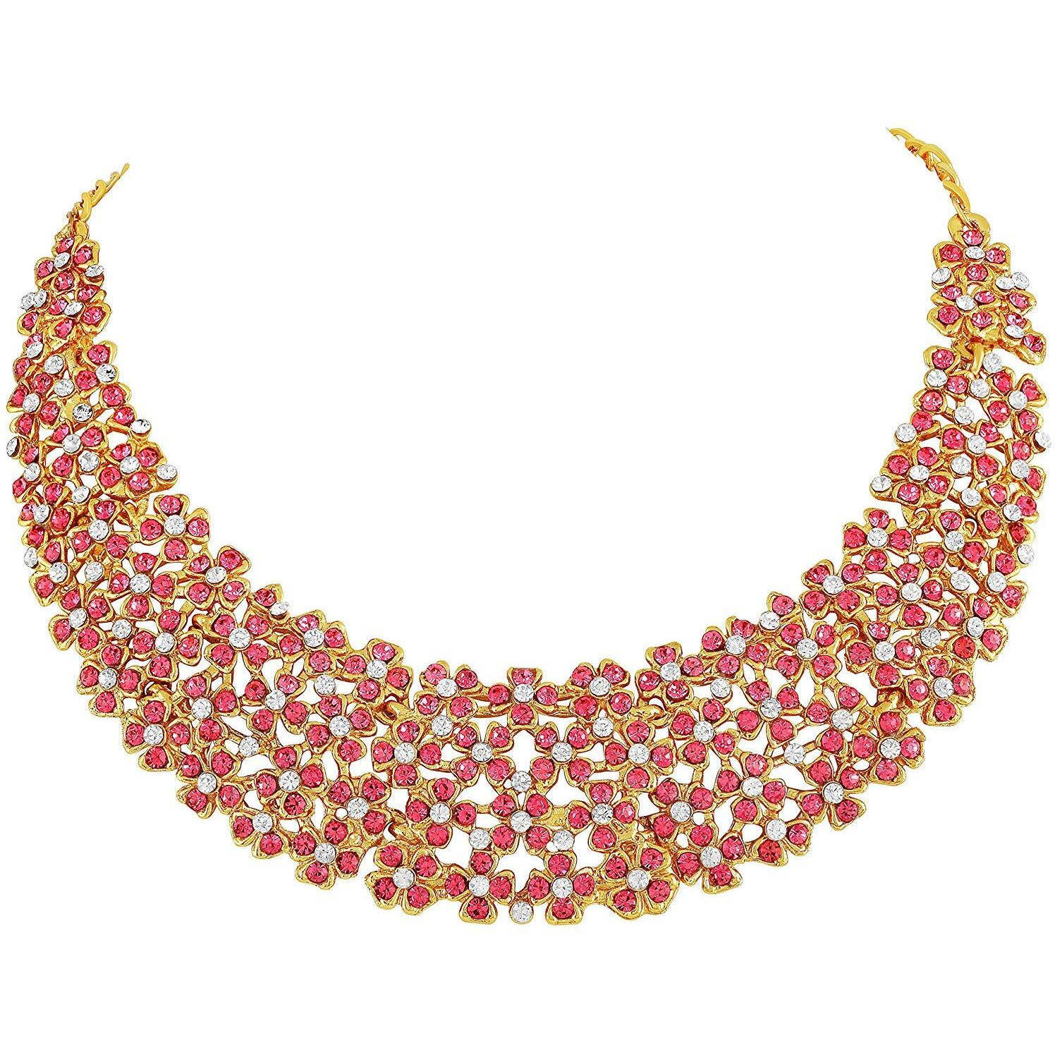I Jewels Traditional Gold Plated Kundan Pearl Wedding Choker Necklace Set Earrings & Maang Tikka for Women (M4126Q)