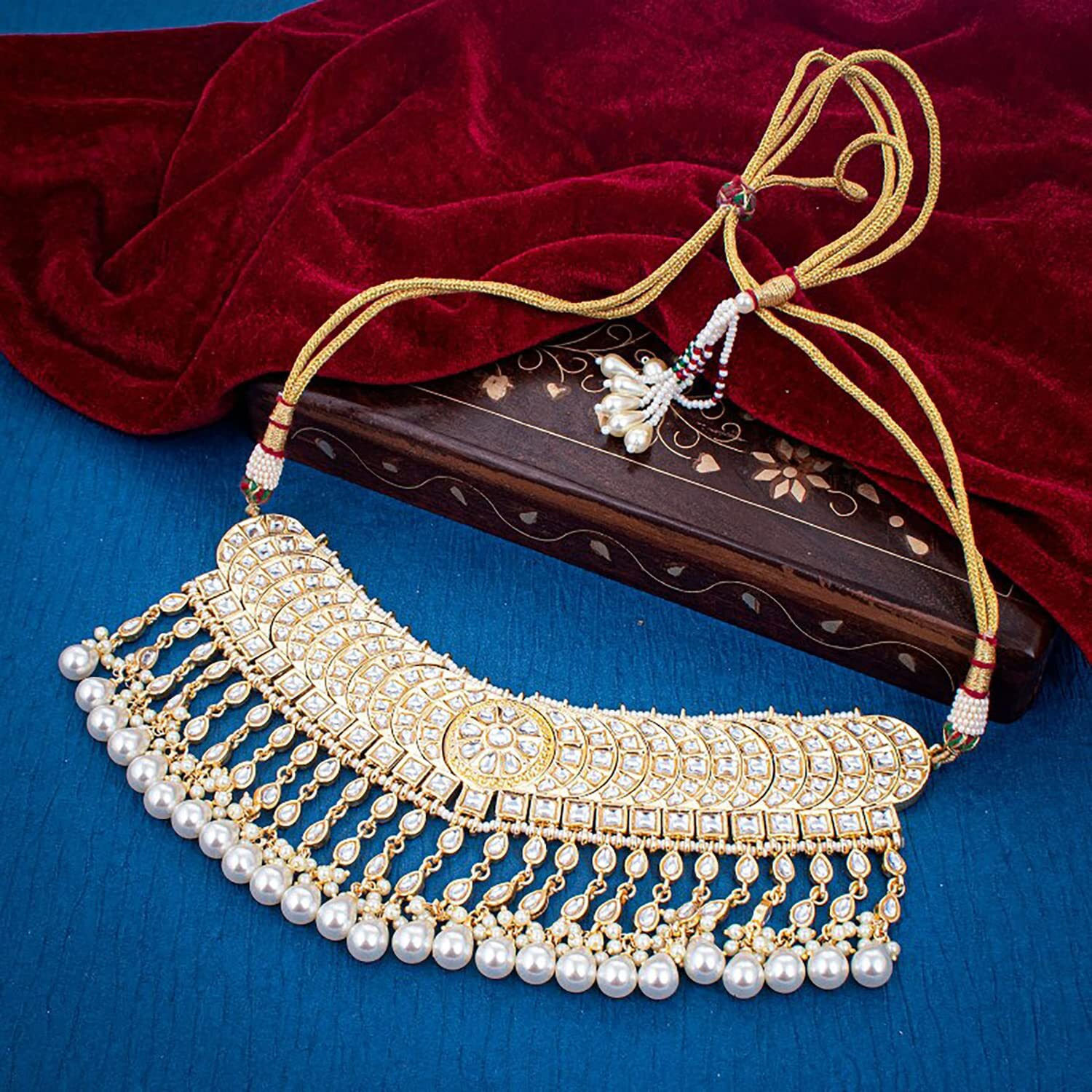 Sukkhi Ravishing Gold Plated Kundan & Pearl Choker Necklace For Women (N102949)