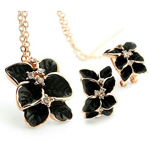 YouBella Valentine Gifts Jewellery Valentine Collection Pendant Necklace Set with Earrings for Girls and Women (Black)