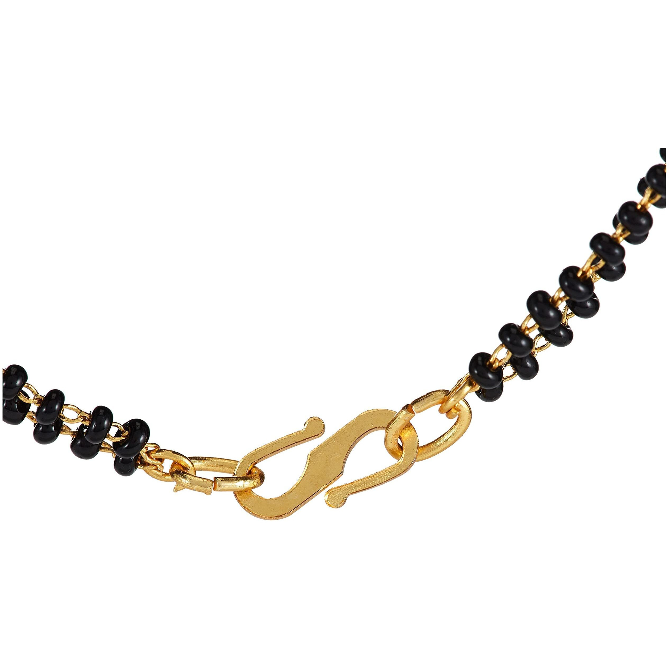YouBella Womens Pride American Diamond Gold Plated Mangalsutra Pendant with Chain and Earrings for Women