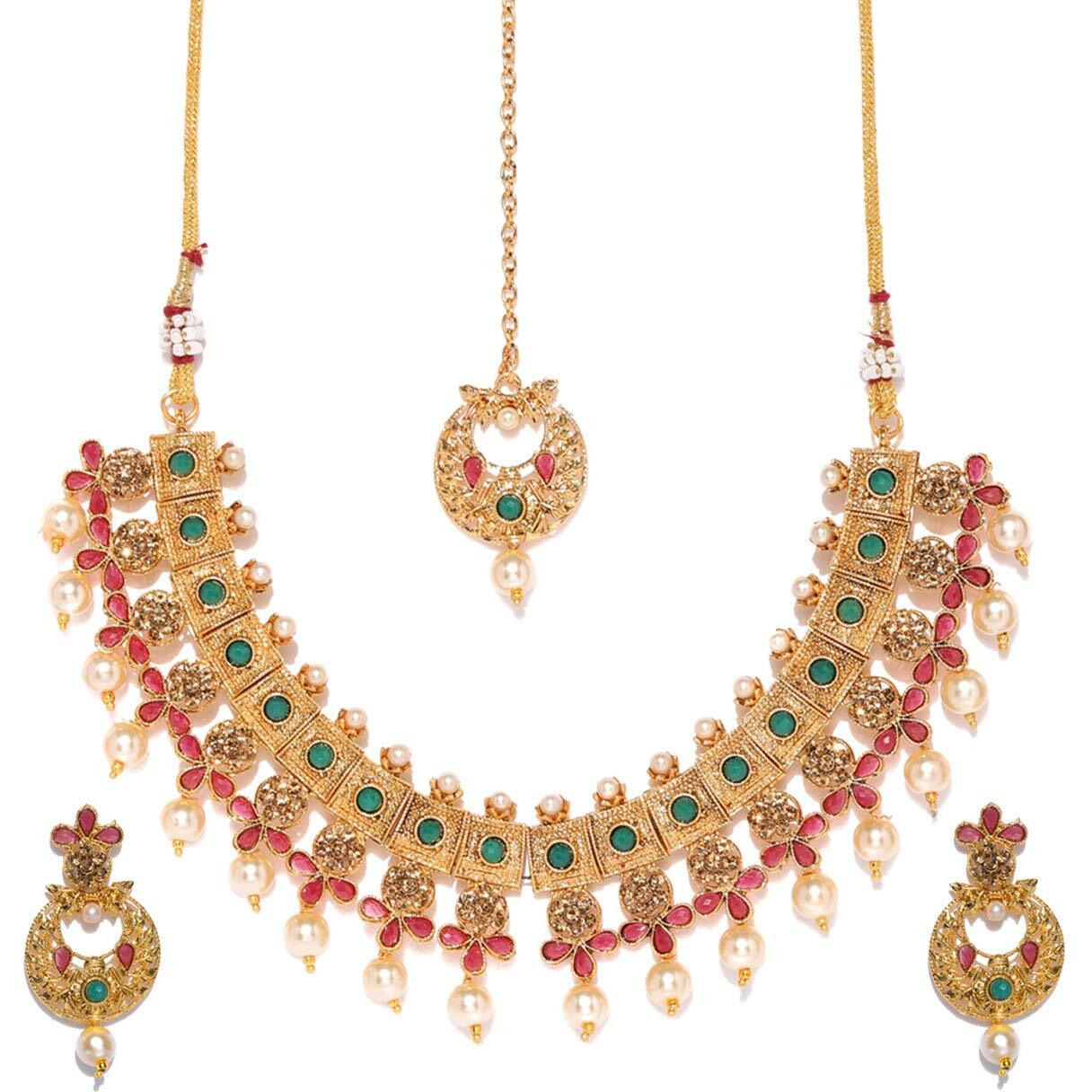 Zaveri Pearls Ethnic Jewellery Set for Women (Golden)(ZPFK8572)