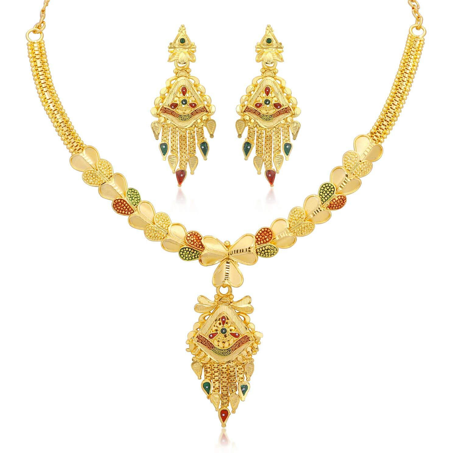 Sukkhi Classy 24 Carat Gold plated Necklace Set for Women (N73749) (N73749_JAN21), free size