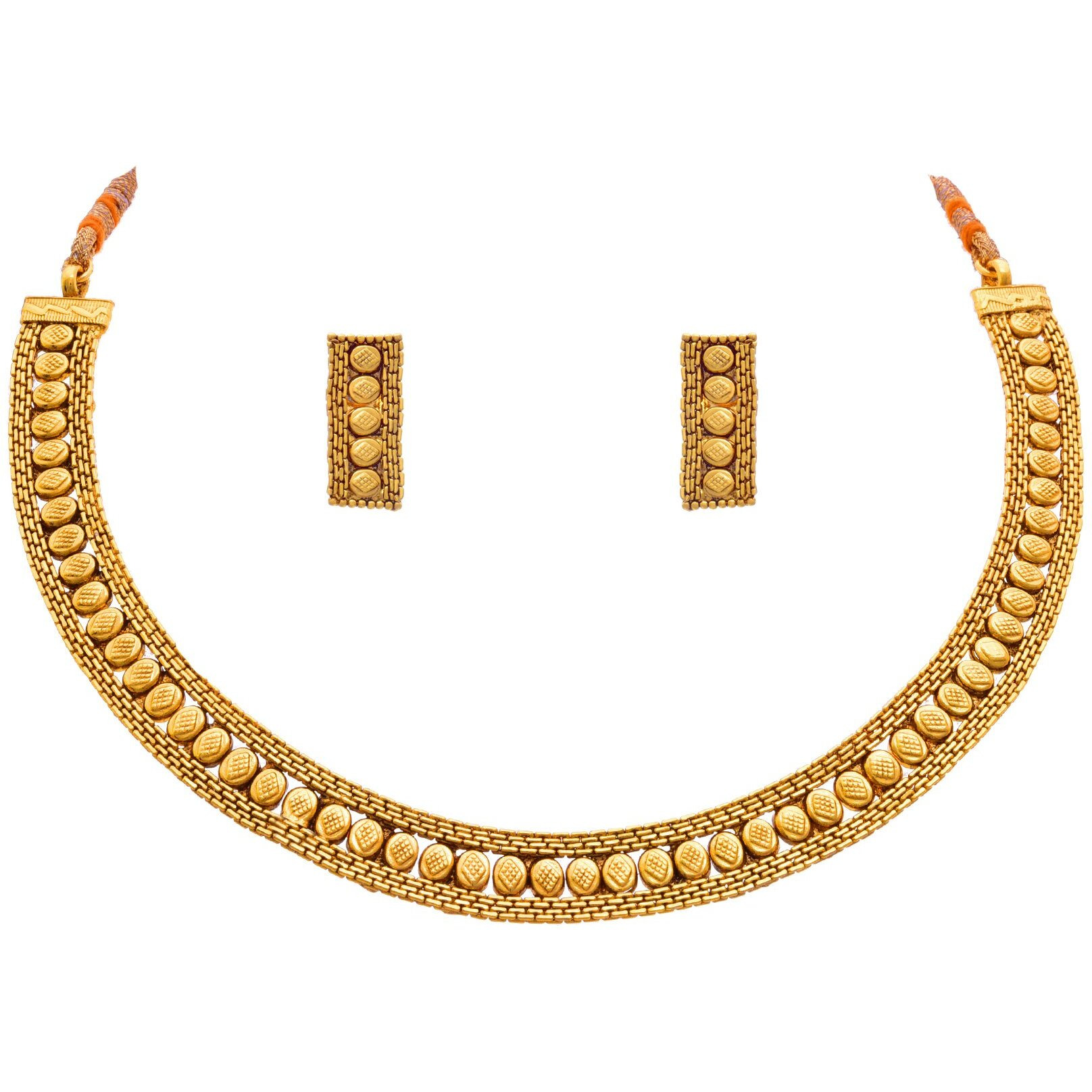 JFL - Jewellery for Less and Ethnic One Gram Gold Plated Patta Necklace Set with Earring for Girls n Women