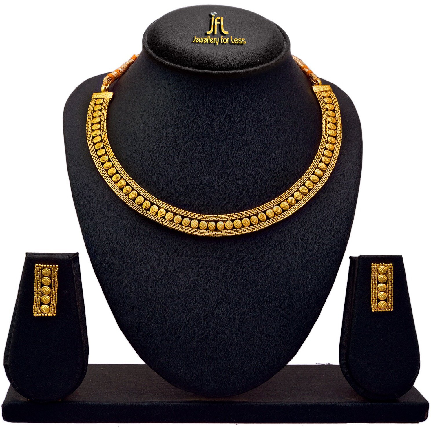JFL - Jewellery for Less and Ethnic One Gram Gold Plated Patta Necklace Set with Earring for Girls n Women