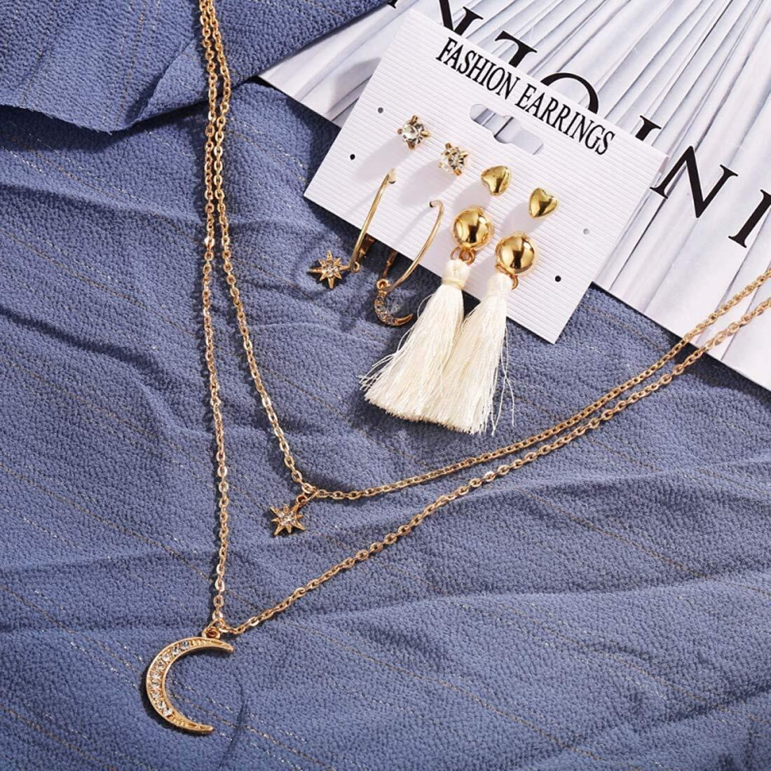 Jewels Galaxy Wonderful AD Gold Plated Earrings with Necklace for Women/Girls (CT-CB-MIXV-49534)