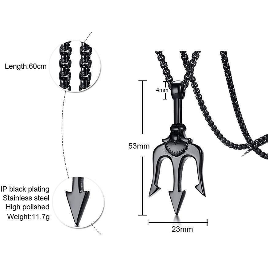 Asma Jewel House Poseidon Trident Neptune Pendant Trishool Stainless Steel Ancient Greece Amulet Necklace for Men | Gift for Sailor for Men/Boys (Black)