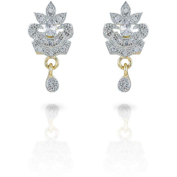 Yellow Chimes Sparkling AD/American Diamond Studded Ethnic Traditional Black Beads Designer Peacock Mangalsutra Pendant Set with Earrings for Women