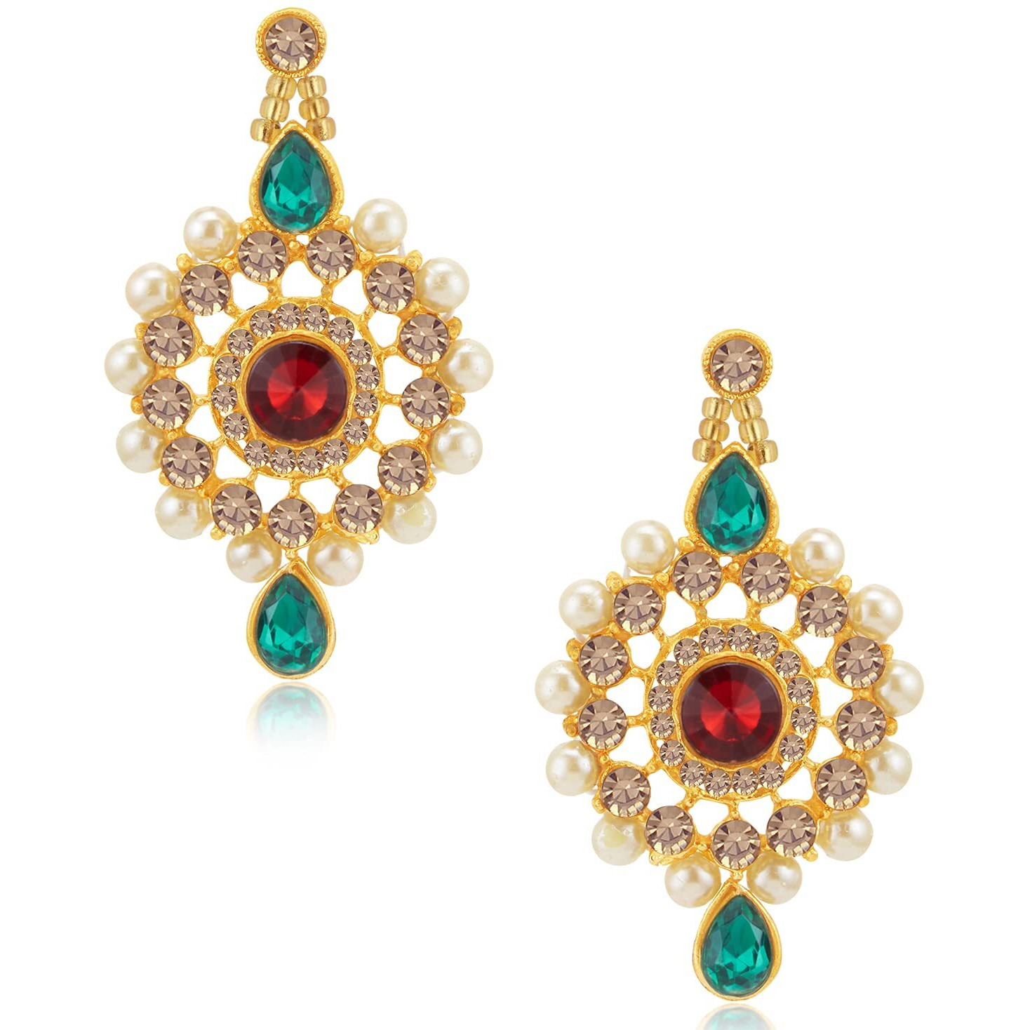 Sukkhi Sparkling Gold Plated Pearl Choker Necklace Set for Women (NS100569), Multi, Free Size