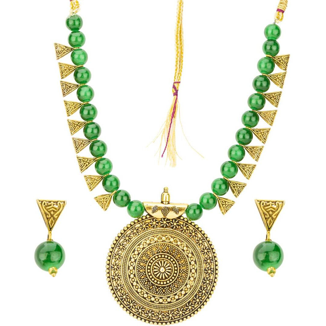Jewels Galaxy Designer Beads Gold Plated Necklace Set Jewellery For Women (Style 4) (CT-NCKK-44003)