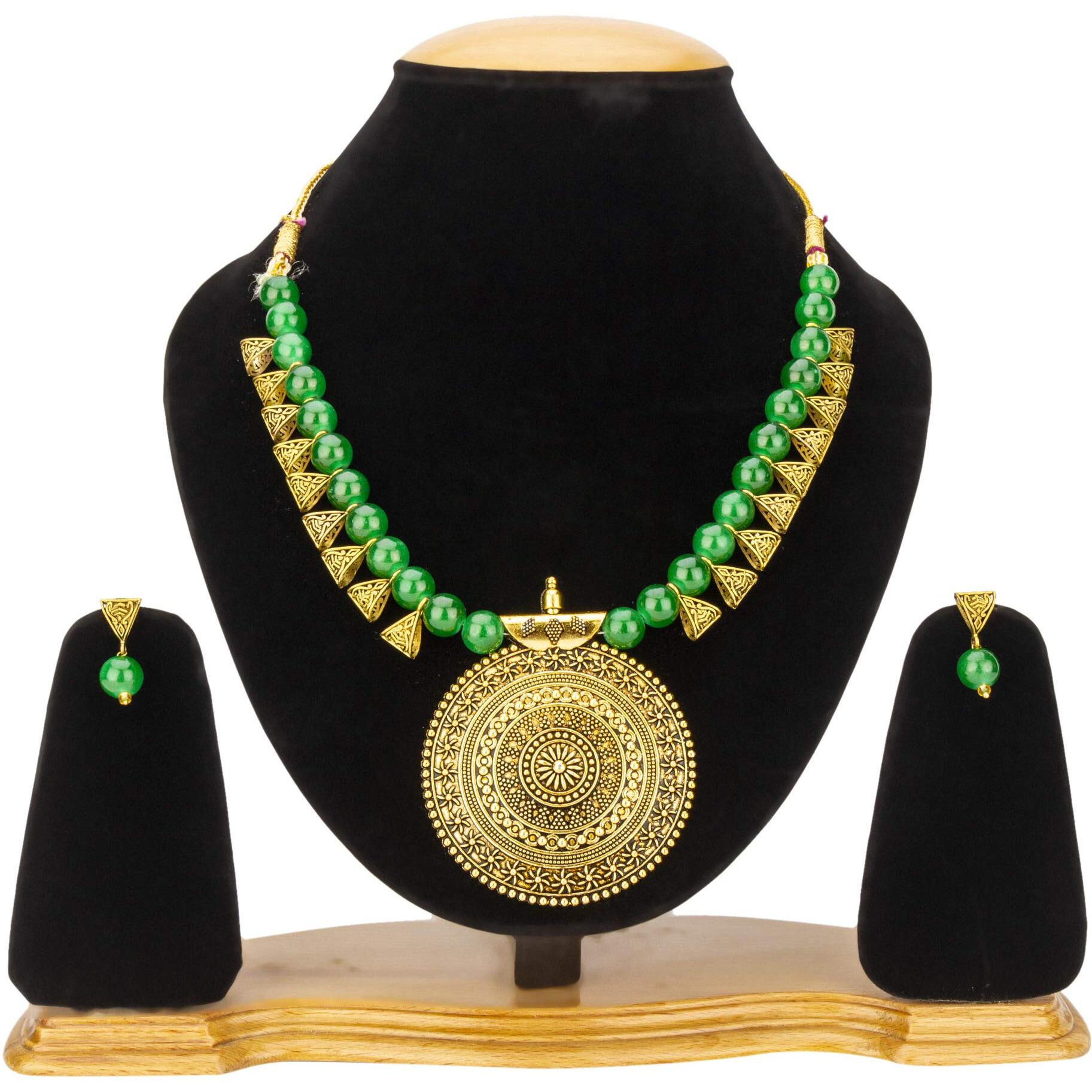 Jewels Galaxy Designer Beads Gold Plated Necklace Set Jewellery For Women (Style 4) (CT-NCKK-44003)