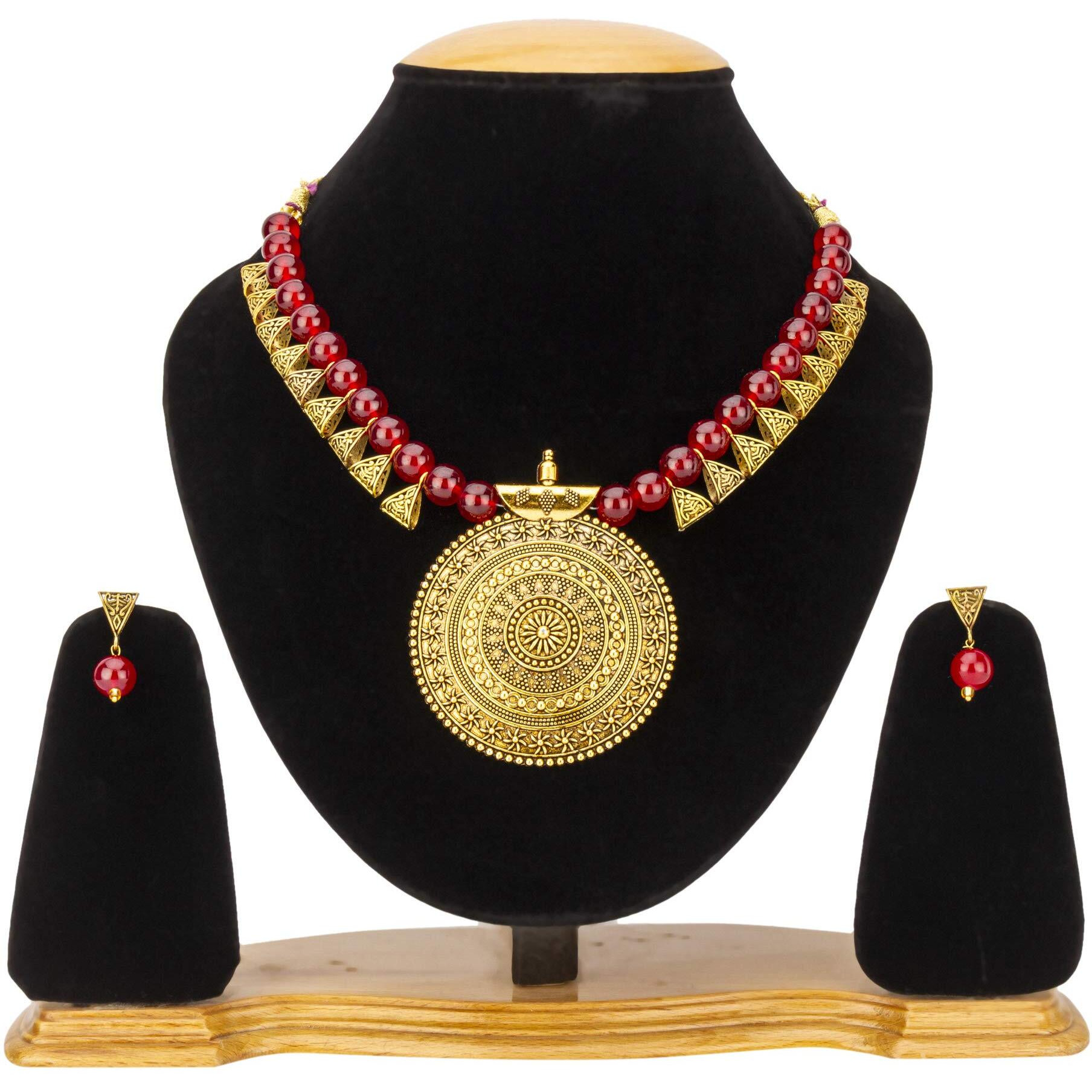 Jewels Galaxy Designer Beads Gold Plated Necklace Set Jewellery For Women (Style 3) (CT-NCKK-44002)