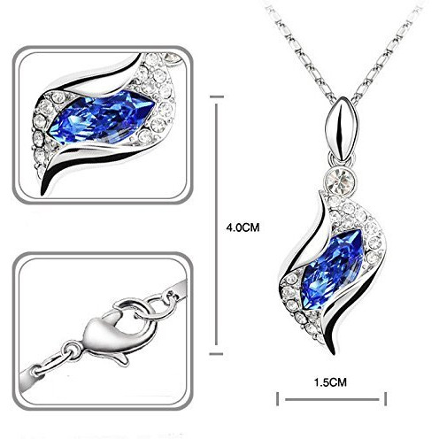 Nakabh Crystal Combo Jewellery of Pendant Necklace Set With Earrings & Bracelet For Girls and Women