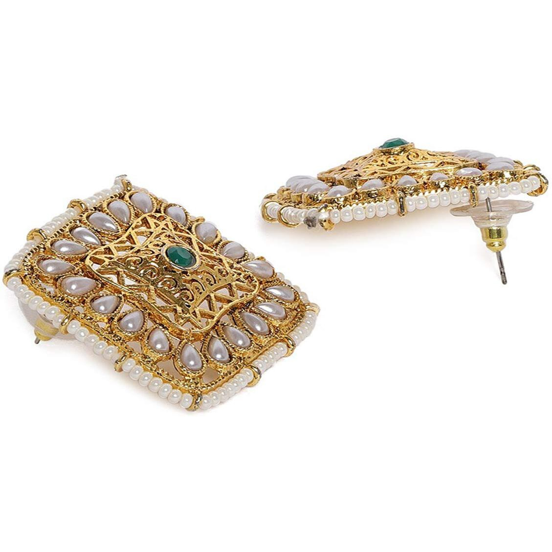 ZAVERI PEARLS Gold Tone Pearls Choker Necklace & Earring Set For Women-ZPFK9810