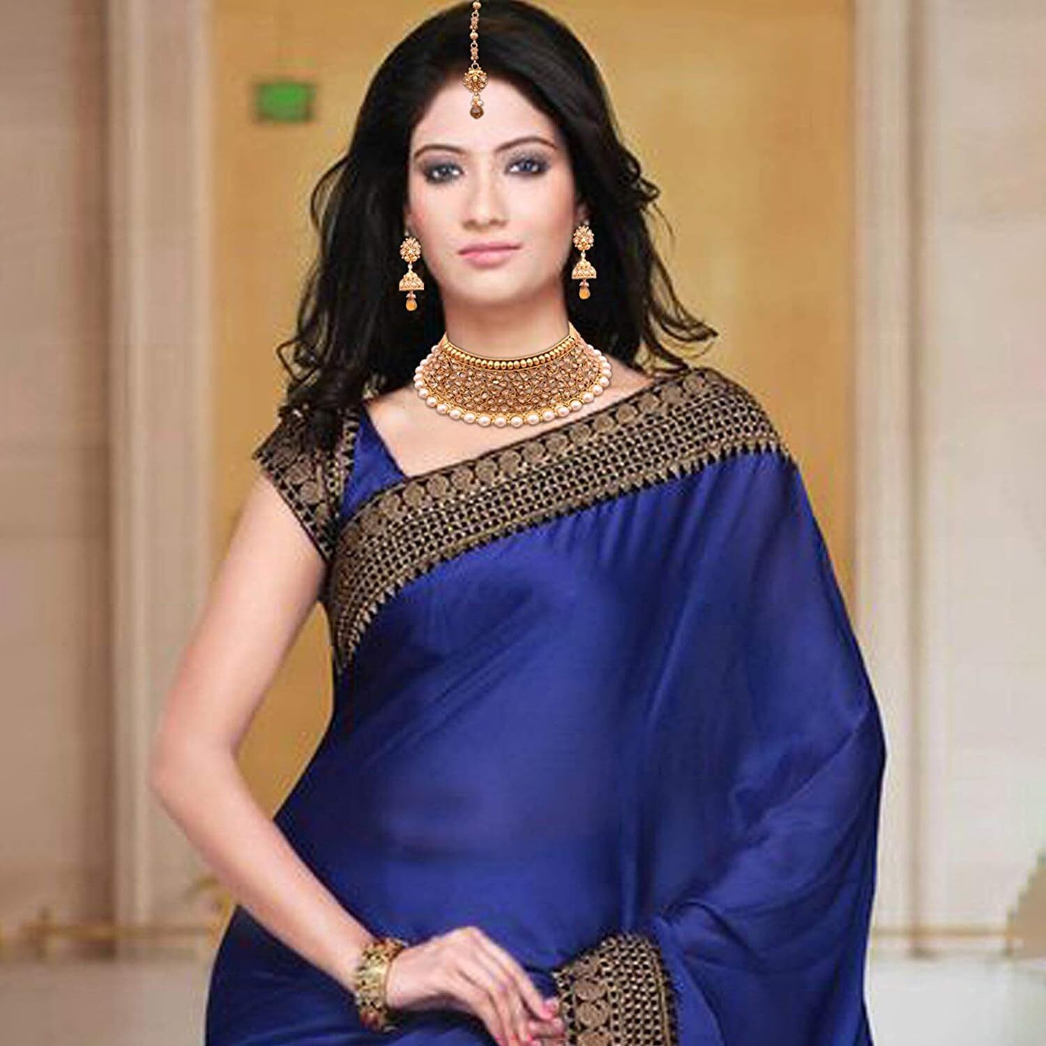 Peora Gold-plated Brass and Pearl Necklace Set With Jhumki Earrings for Women & Girls (Gold)