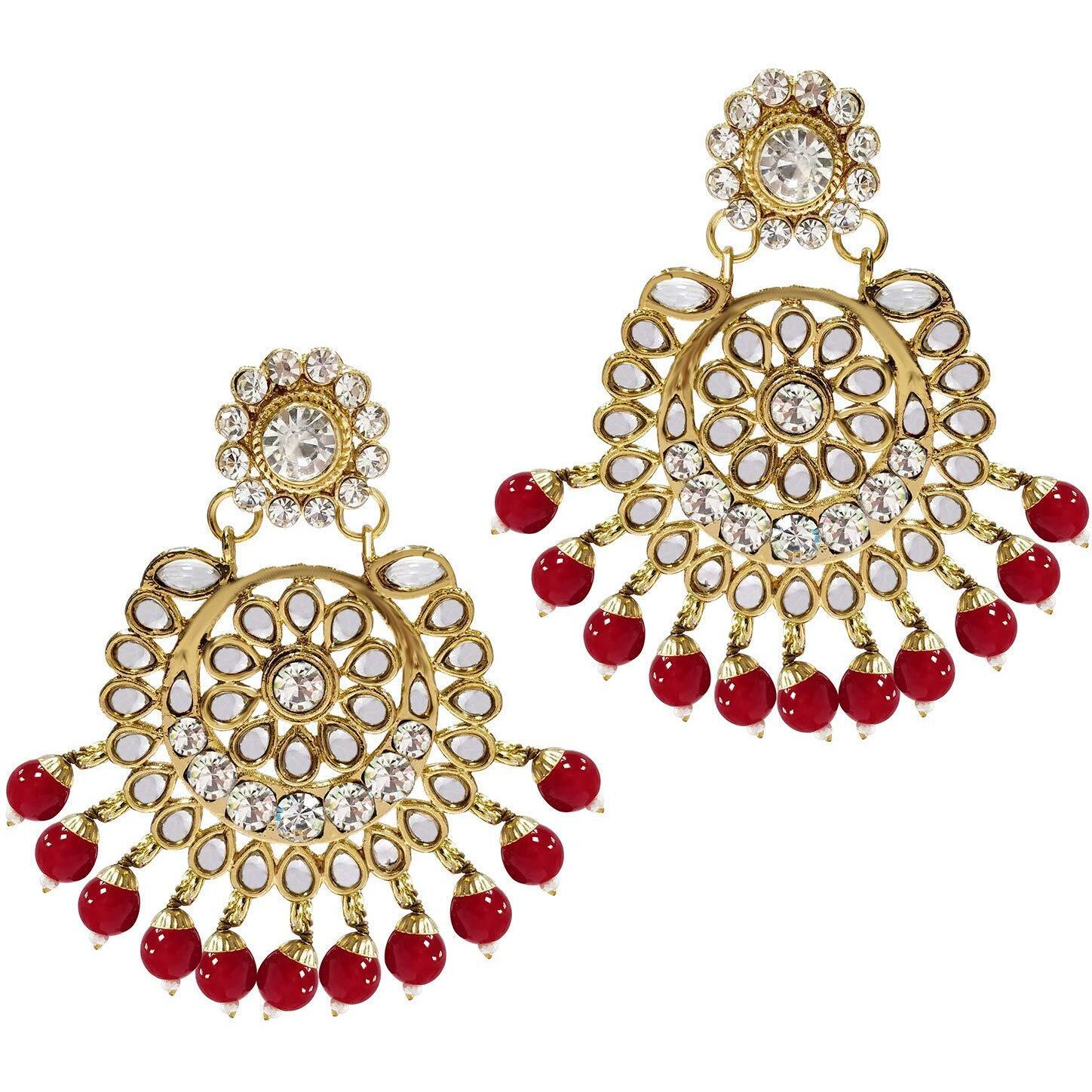 I Jewels Traditional Gold Plated Kundan Pearl Wedding Choker Necklace Set Earrings & Maang Tikka for Women (IJ331R)