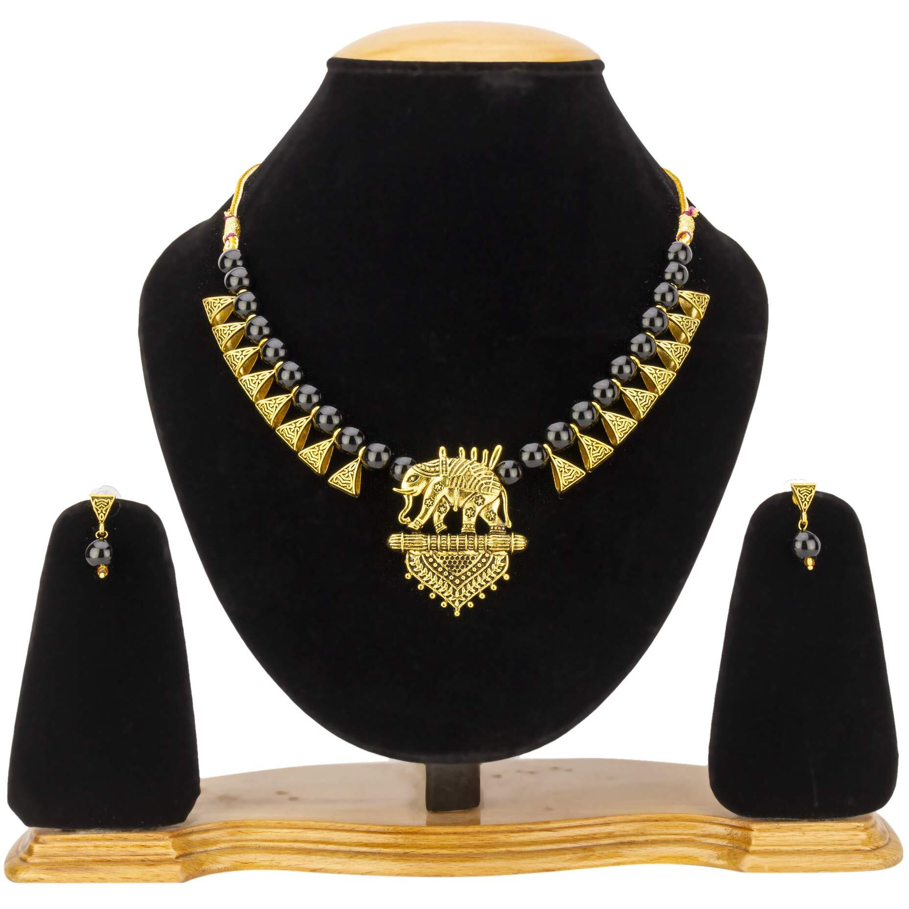 Jewels Galaxy Sparkling Beaded Elephant Inspired Brilliant Necklace Set for Women/Girls (CT-NCK-44037)