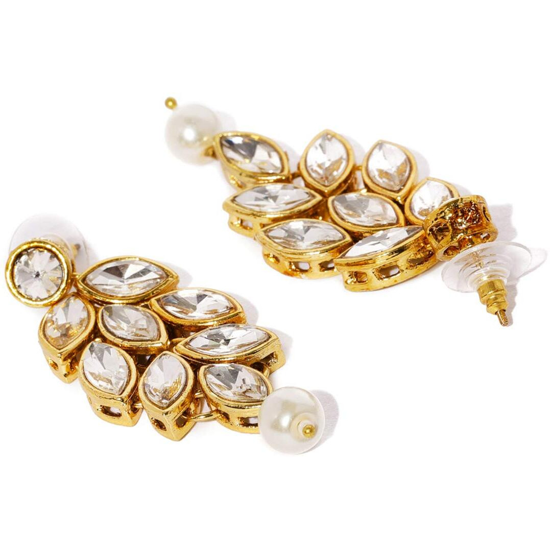 ZAVERI PEARLS Gold Tone Kundan & Pearls Necklace Set For Women-ZPFK8673