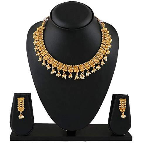 APARA Gold Plated Copper necklace with Pearl Drop Jewellery Set for Women