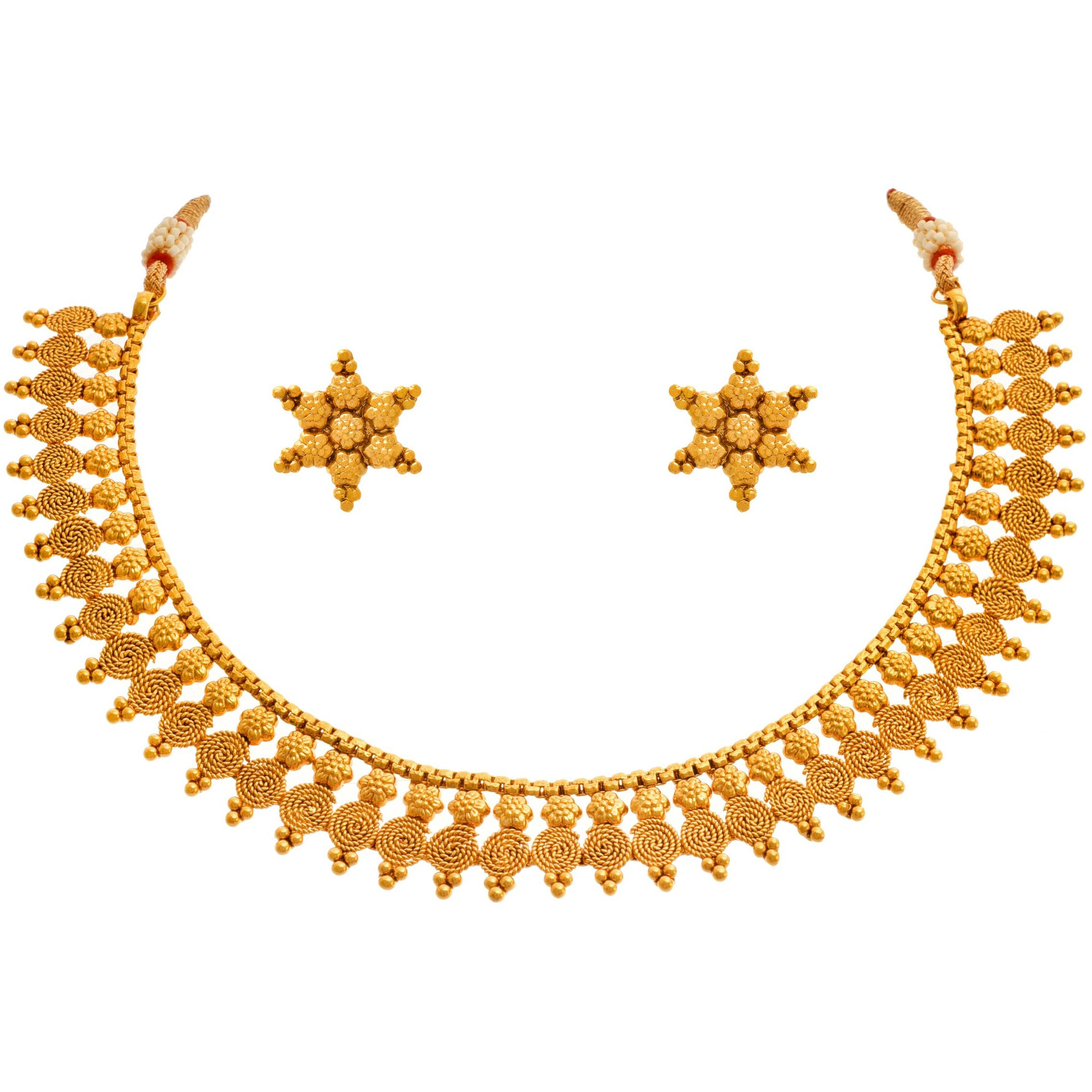 JFL - Traditional Ethnic One Gram Gold Plated Spiral Designer Necklace Set for Women and Girls,Valentine