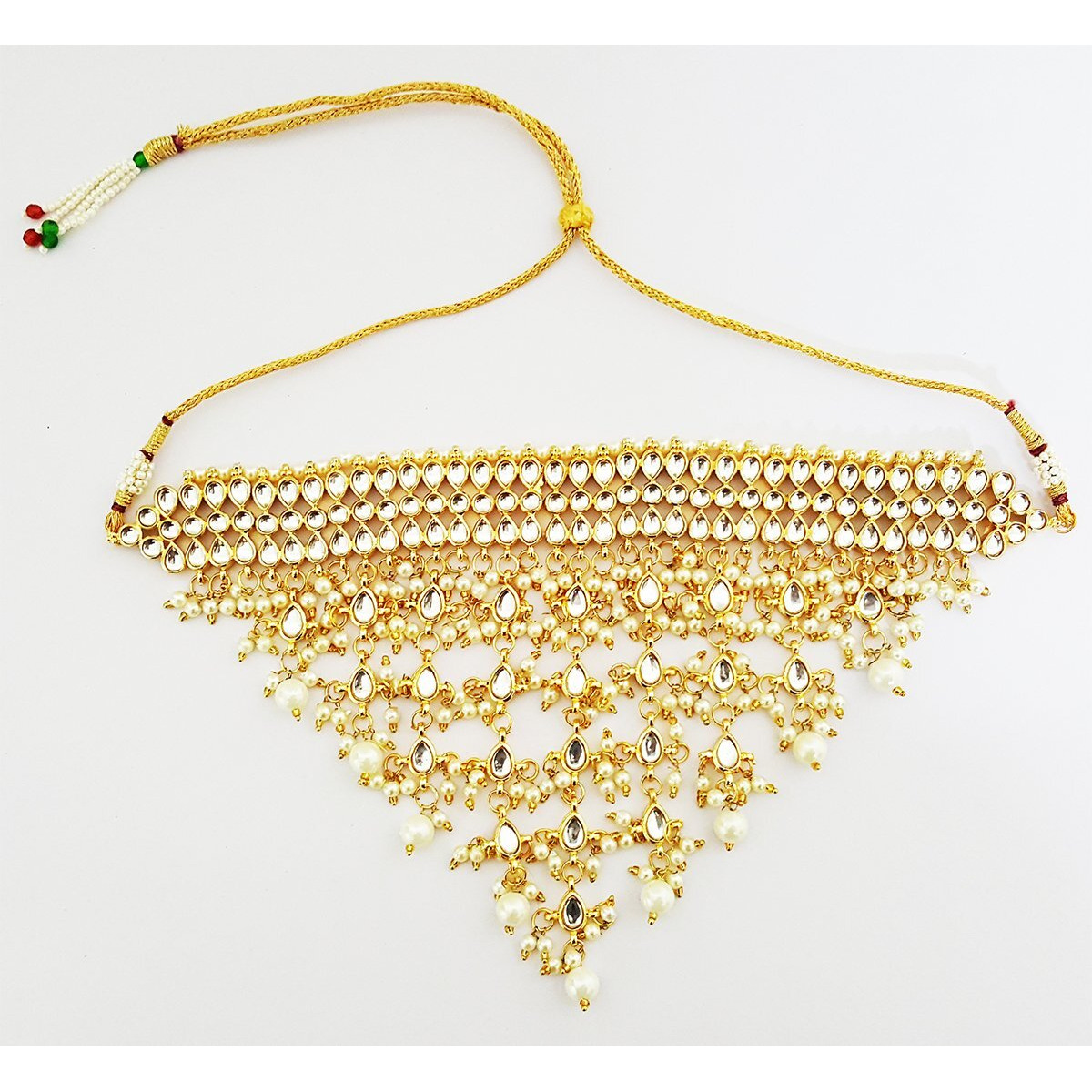 Mehrunnisa Traditional Kundan & Pearls Choker Jhalar Necklace Set For Women (JWL1627)