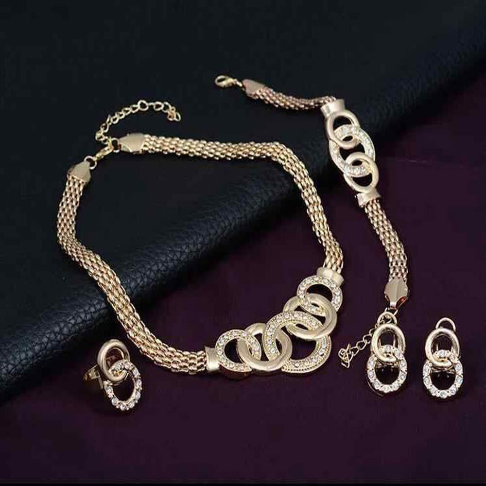 Jewels Galaxy Stunning AD Vintage Statement Necklace Earrings Bracelet Ring for Women/Girls (CT-CB-MIXXX-49512)