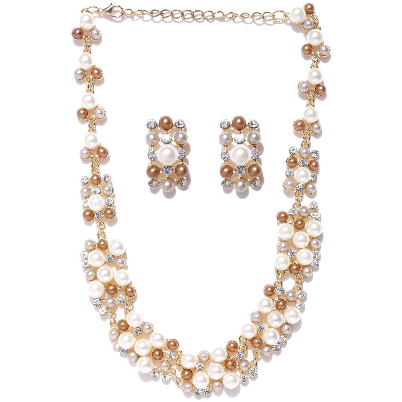 Shining Diva Fashion Jewellery Choker Necklace Jewellery Set with Fancy Earrings for Girls/Women(White)(8220s)