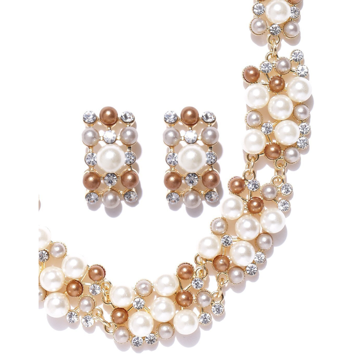 Shining Diva Fashion Jewellery Choker Necklace Jewellery Set with Fancy Earrings for Girls/Women(White)(8220s)