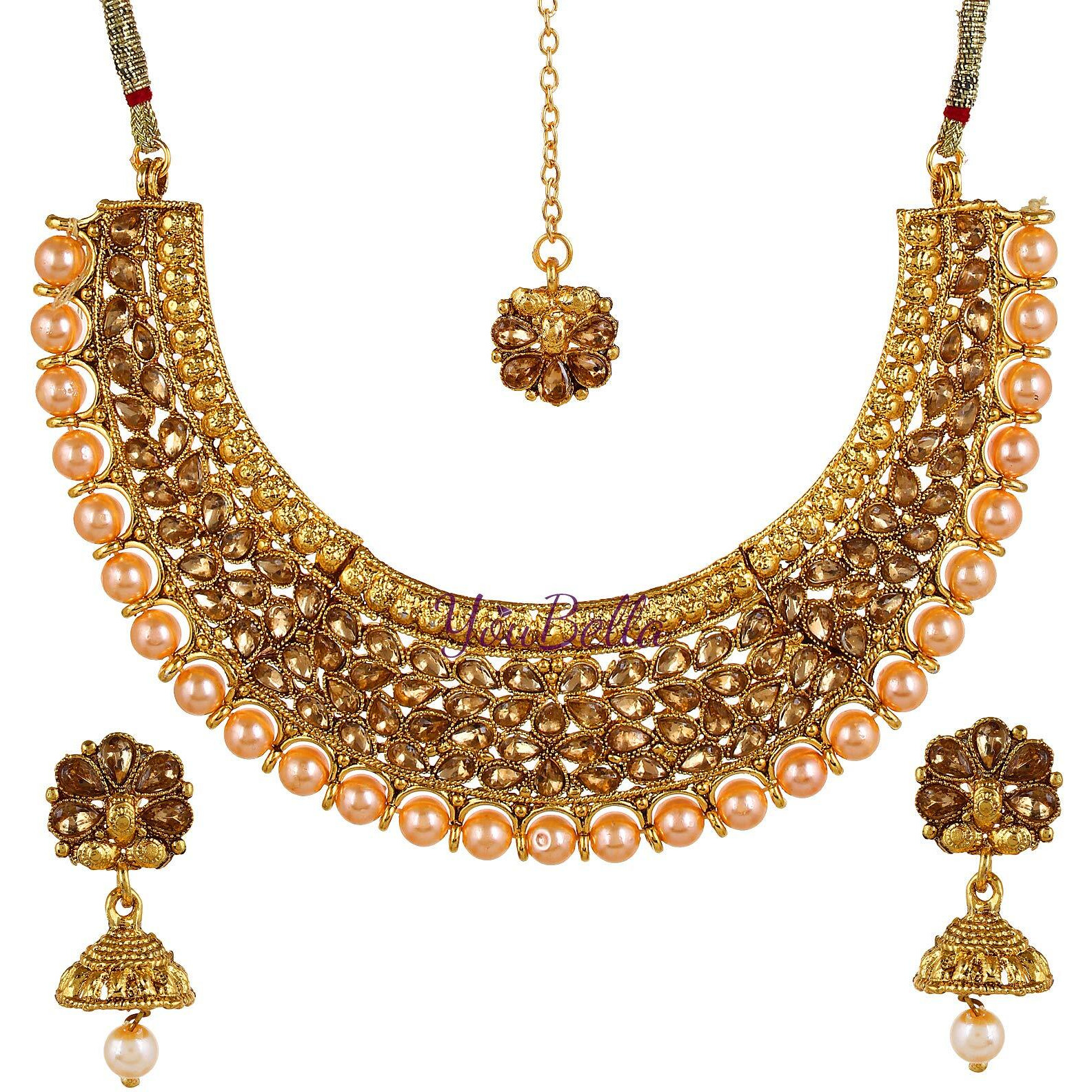 YouBella Stylish Traditional Jewellery Gold Plated Jewellery Set for Women (Style 1)