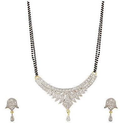 YouBella Womens Pride Collection Combo of Three Designer American Diamond Mangalsutra