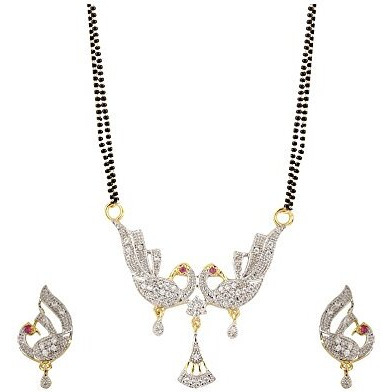 YouBella Womens Pride Collection Combo of Three Designer American Diamond Mangalsutra