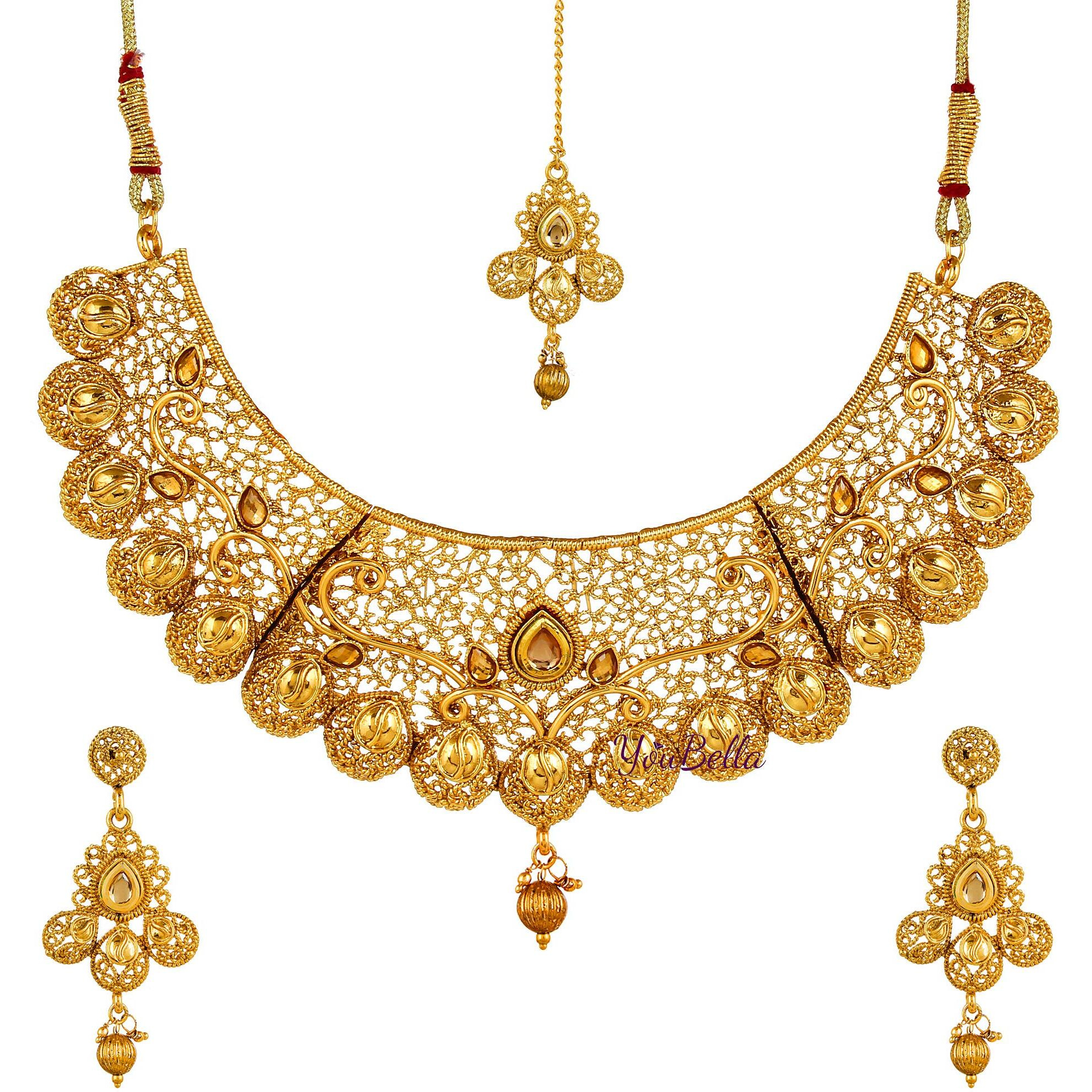 YouBella Jewellery Gold Plated Combo Of Two Traditional Necklace set for women Jewellery set with Earrings For Girls/Women (Style 3)