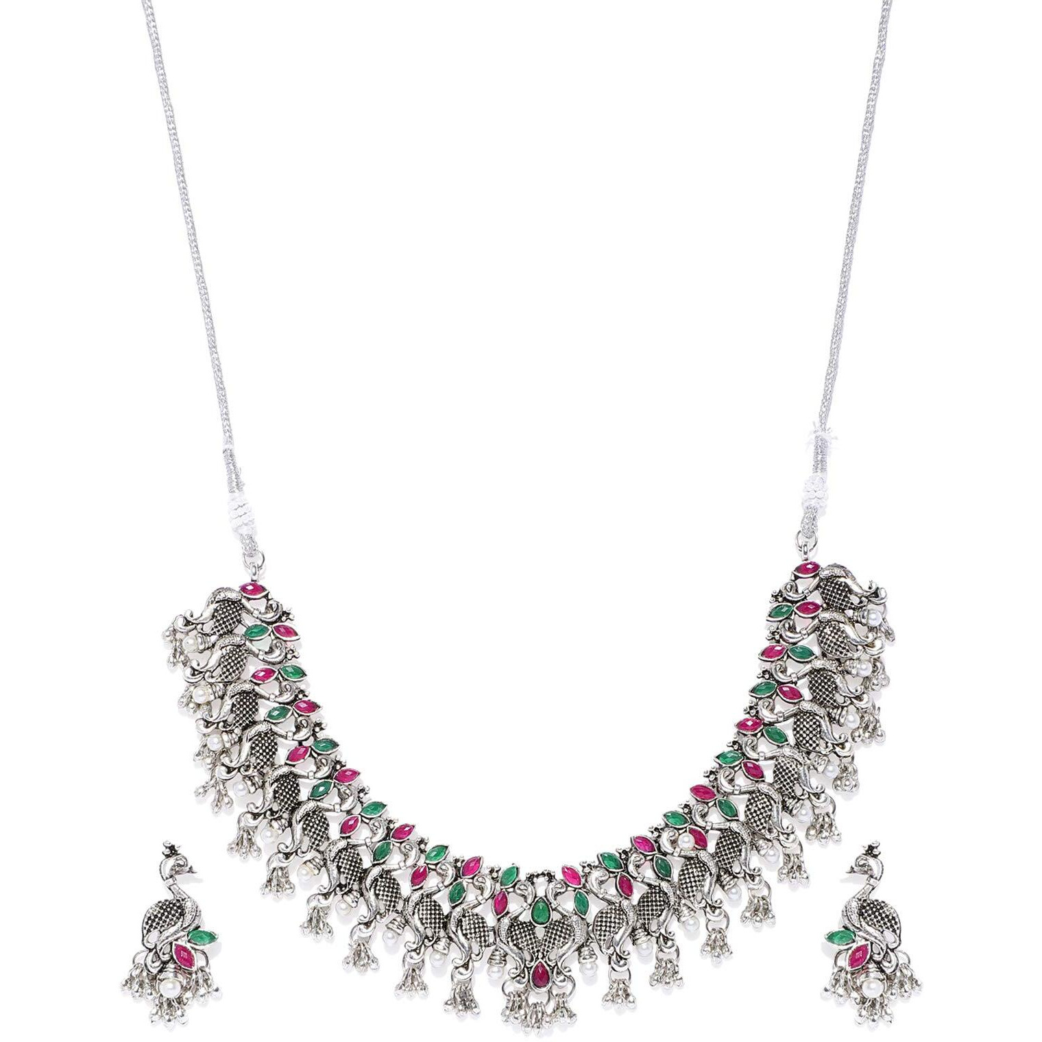 ZAVERI PEARLS Traditional Peacock Inspired Necklace Set For Women-ZPFK7562