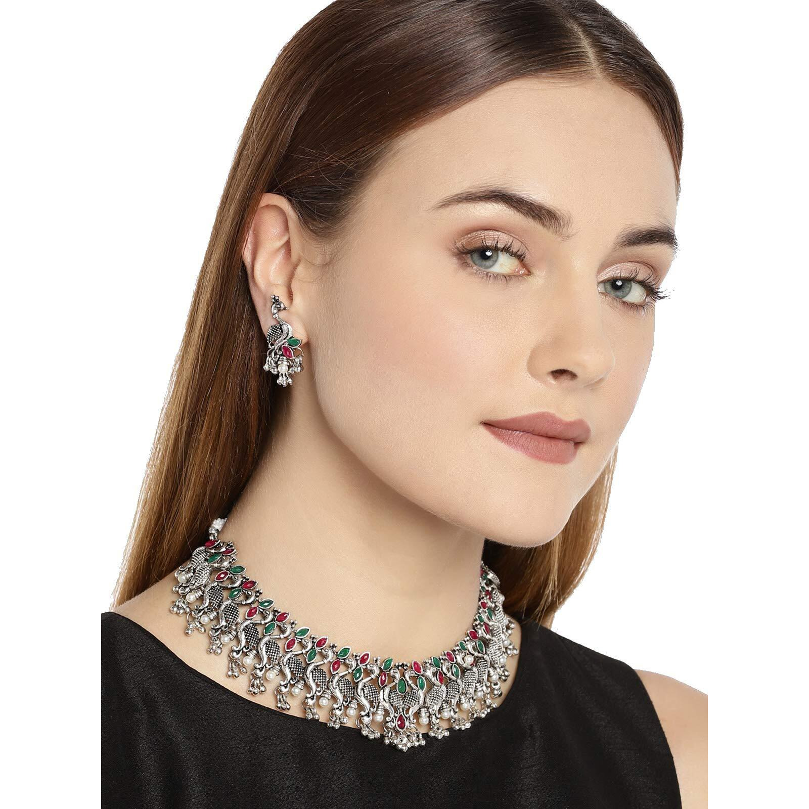 ZAVERI PEARLS Traditional Peacock Inspired Necklace Set For Women-ZPFK7562