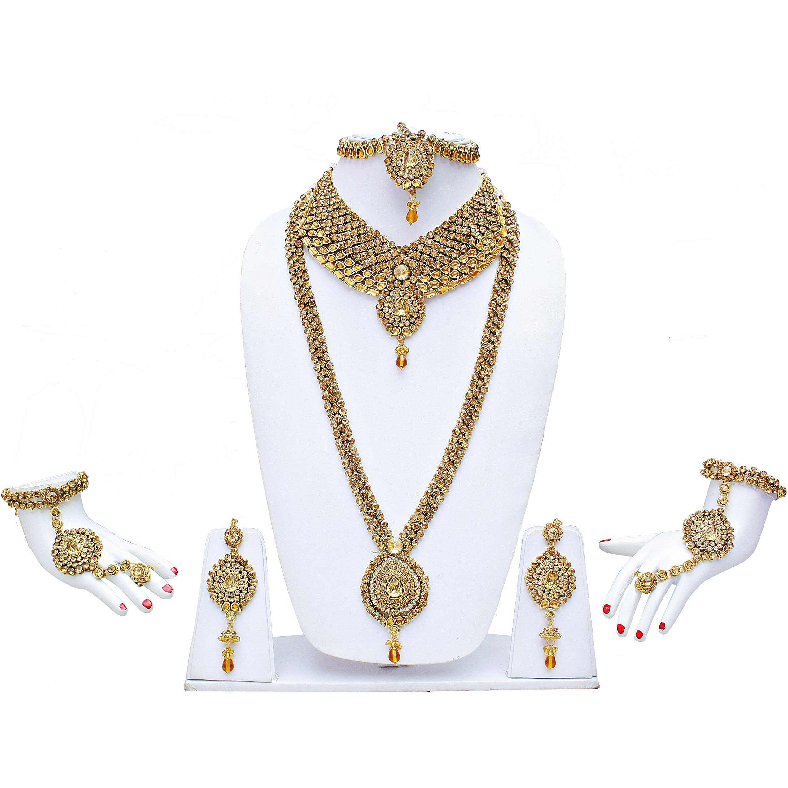 Lucky Jewellery Lct Metal Kundan 9 Pcs Jewellery Set For Women (IZK-1604-LCT)