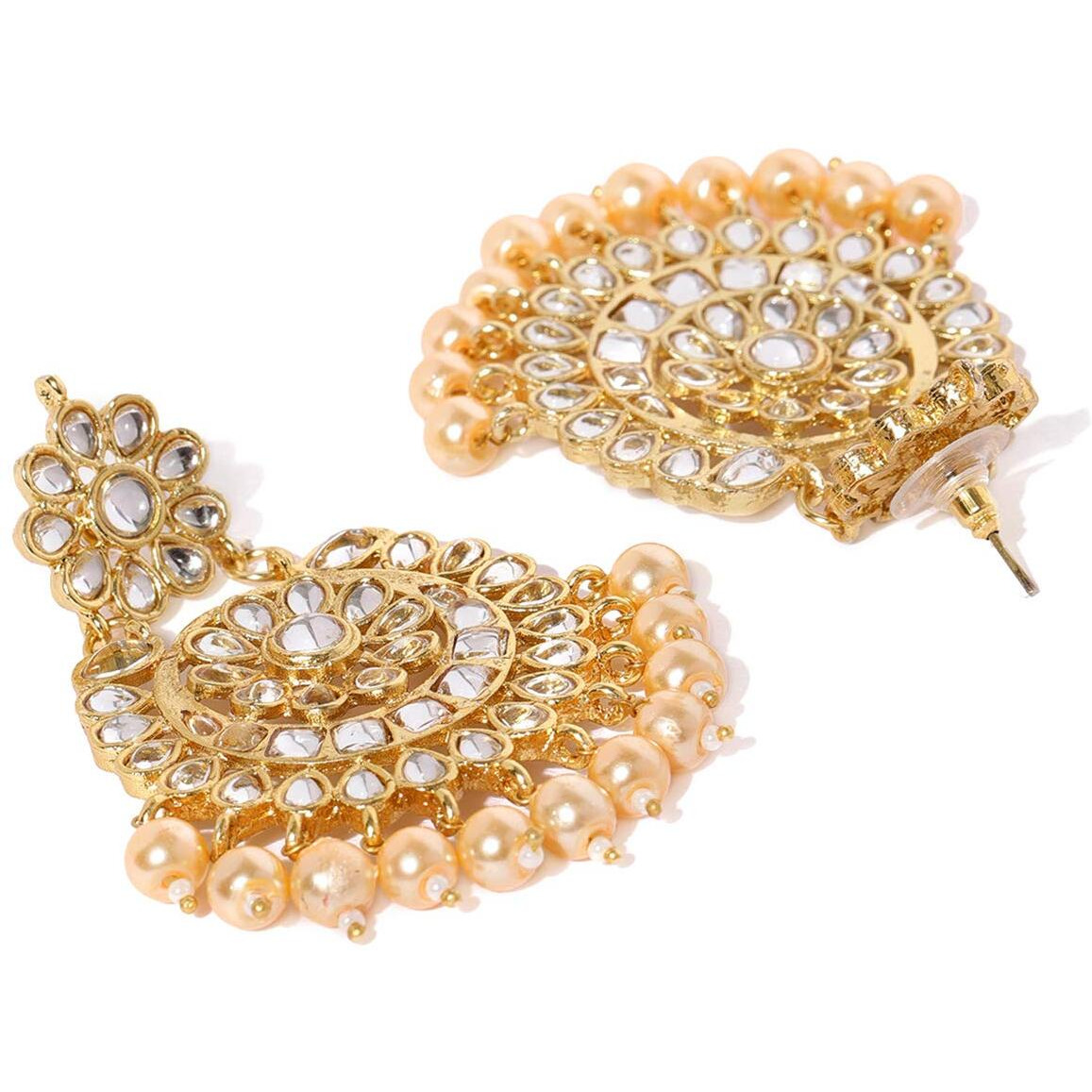 ZAVERI PEARLS Gold Tone Traditional Kundan & Pearls Necklace Set For Women-ZPFK8677