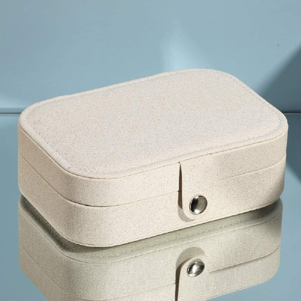 House of Quirk Jewelry Box for Women Girls, Portable Travel Jewelry Organizer Box PU Leather Travel Jewelry Organizer Case Jewelry Holder for Ring Earrings Necklace Bracelet Bangle (White)