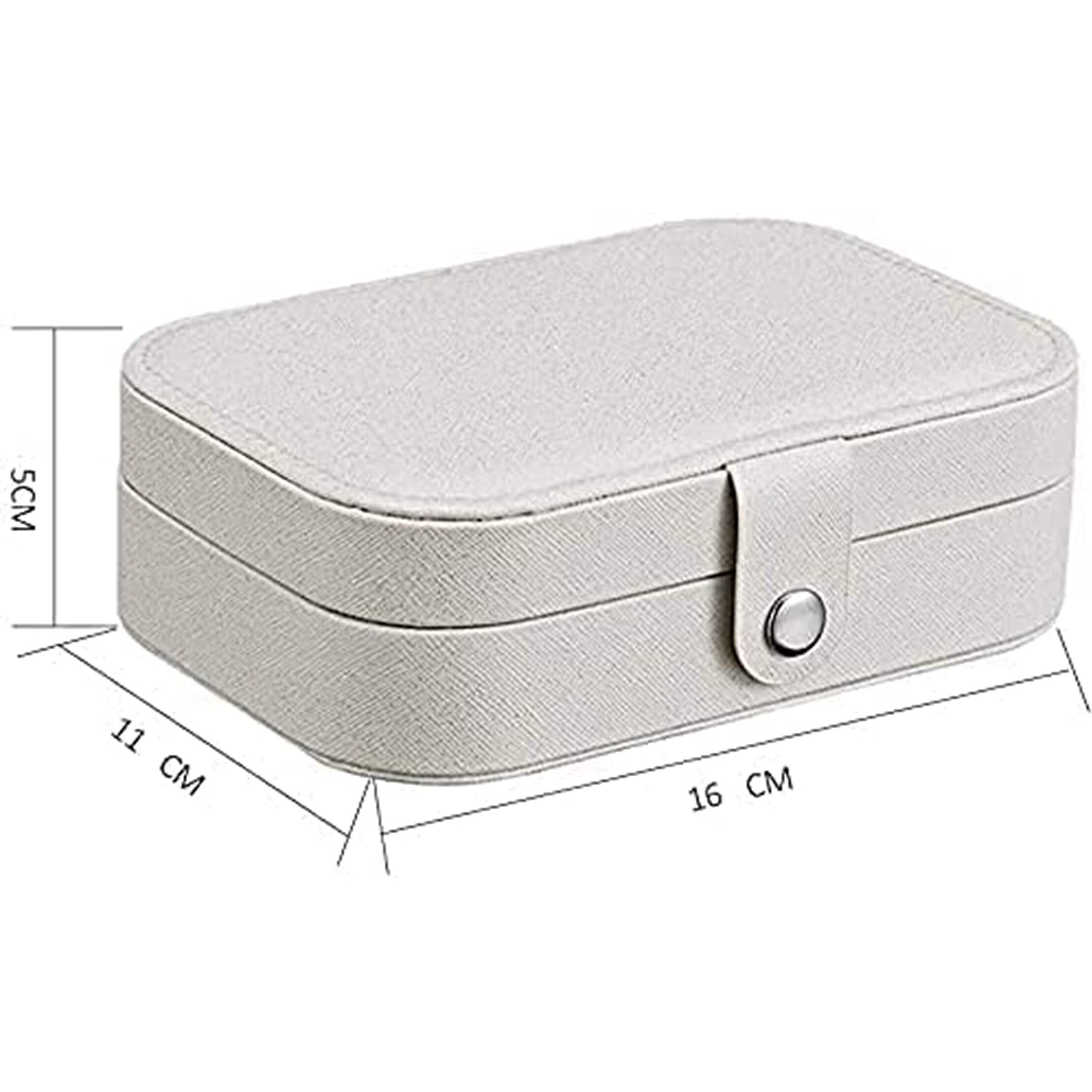 House of Quirk Jewelry Box for Women Girls, Portable Travel Jewelry Organizer Box PU Leather Travel Jewelry Organizer Case Jewelry Holder for Ring Earrings Necklace Bracelet Bangle (White)