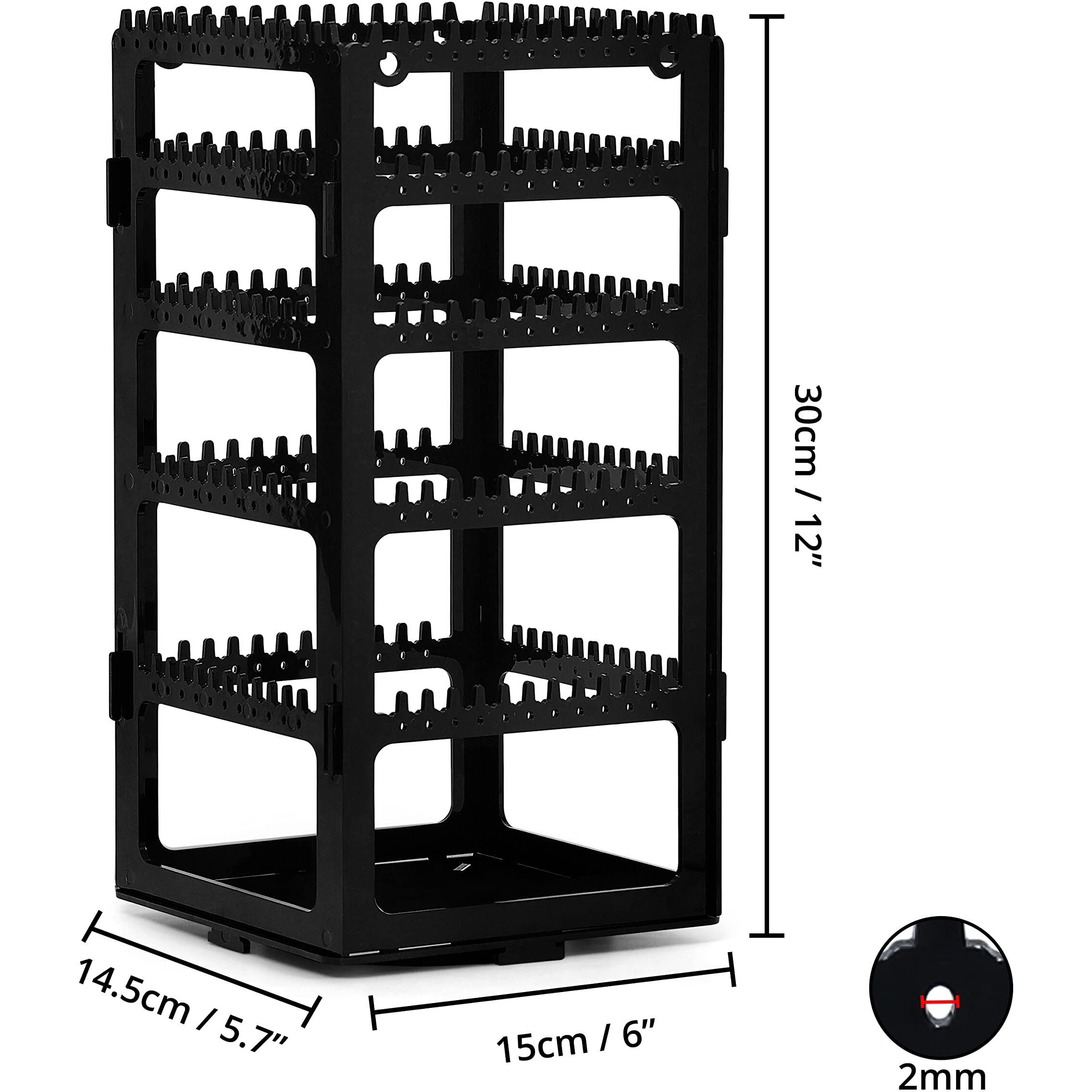 ABOUT SPACE Rotating Earrings Stand Jewelry Display Organiser With 212 Holes 232 Grooves For Hanging Studs Necklaces Bracelets Chains - Black, Acrylic