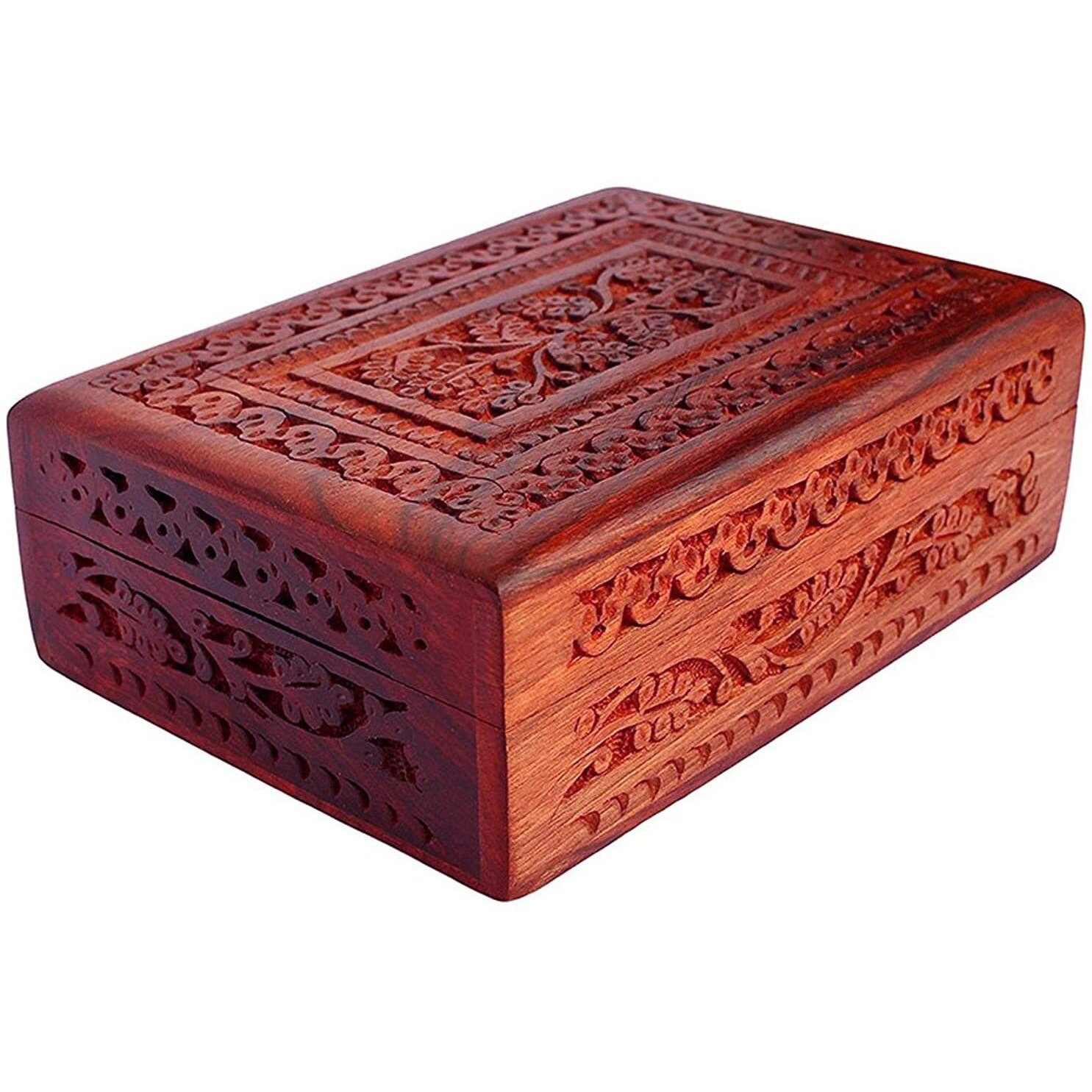 ZYNTIX Wooden Carvings Jewellery Box | Handmade Decorative Case Kit | storage boxes | big box | jewellery box organisers | Vanity Organiser for Women, jewellery box for girls (6 x 4 inch)