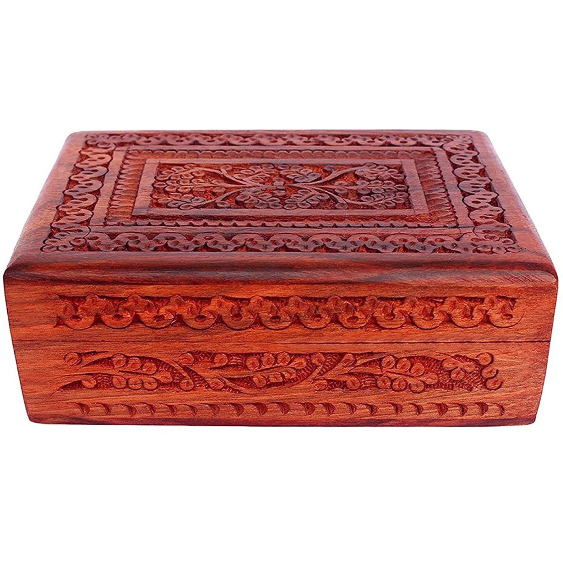 ZYNTIX Wooden Carvings Jewellery Box | Handmade Decorative Case Kit | storage boxes | big box | jewellery box organisers | Vanity Organiser for Women, jewellery box for girls (6 x 4 inch)