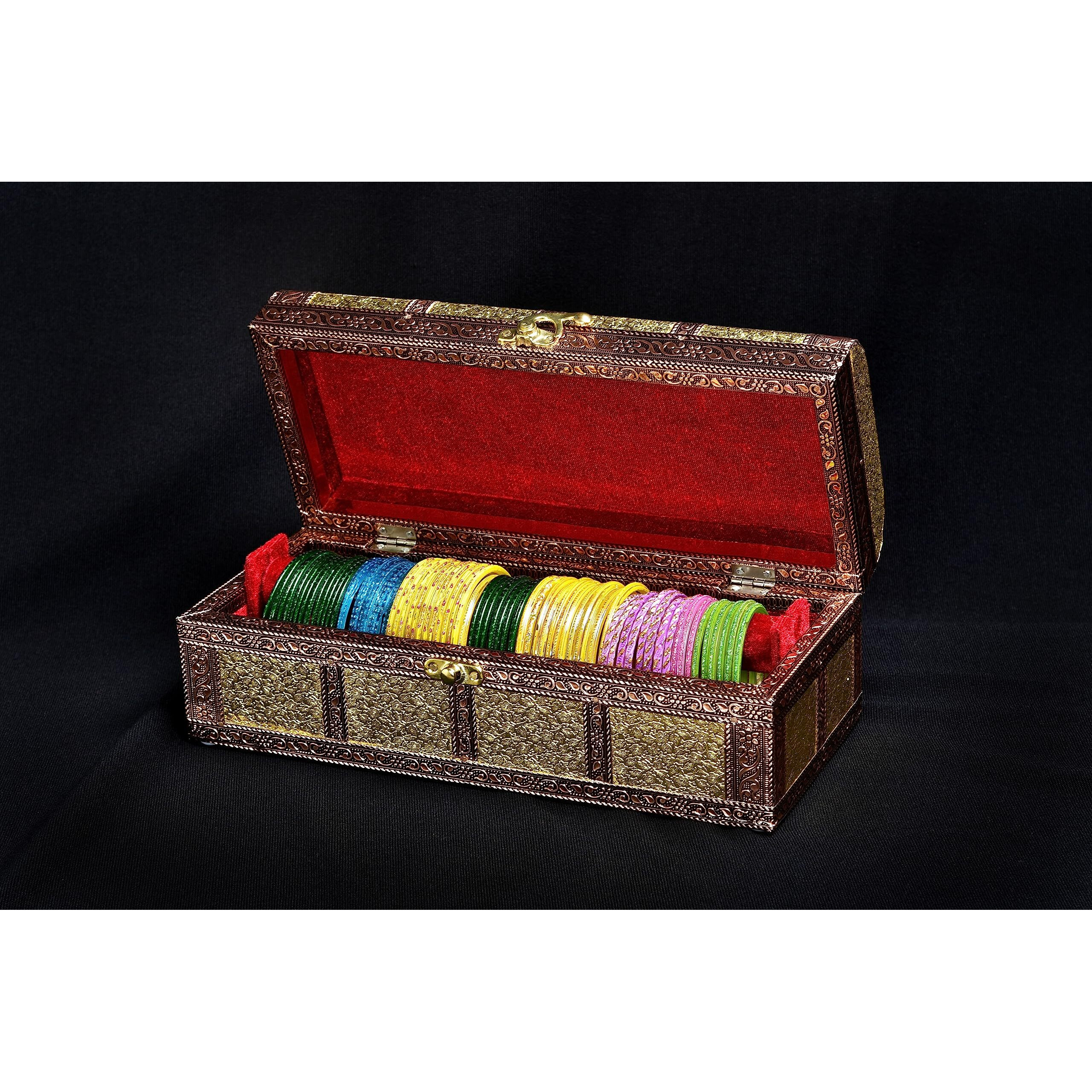Shubh Empire Kart One Rod Bangle Box For Women,Boxes For Storage Wooden Big Size,Jewellery Box For Travelling,Bride,Poratble Chudi Organizer For Travel,Transparent Organiser-Made In India