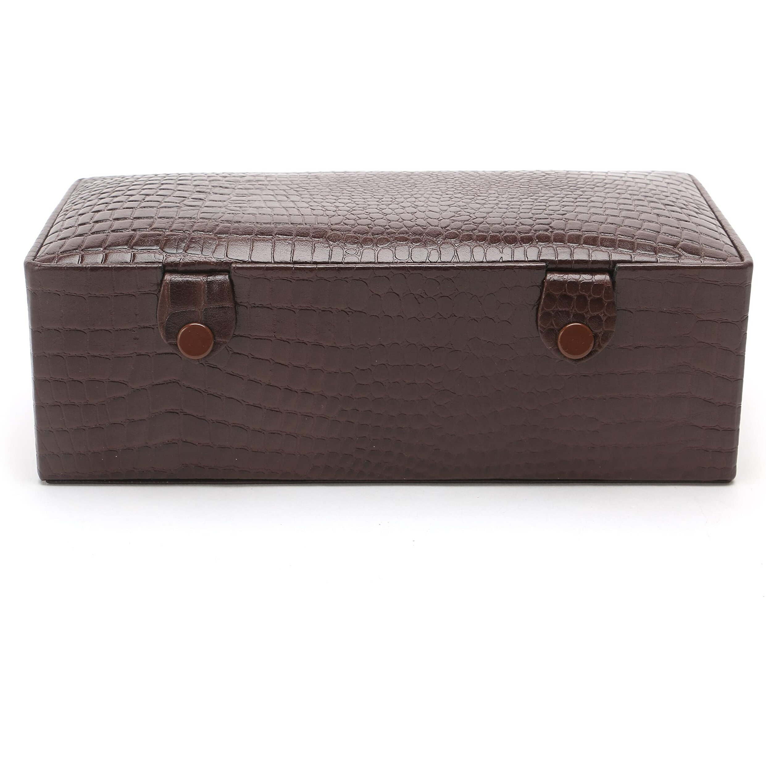 C Comfort Genuine Leather 2 Tray Mini Jewellery Box | Jewellery Organizer for Women Girls