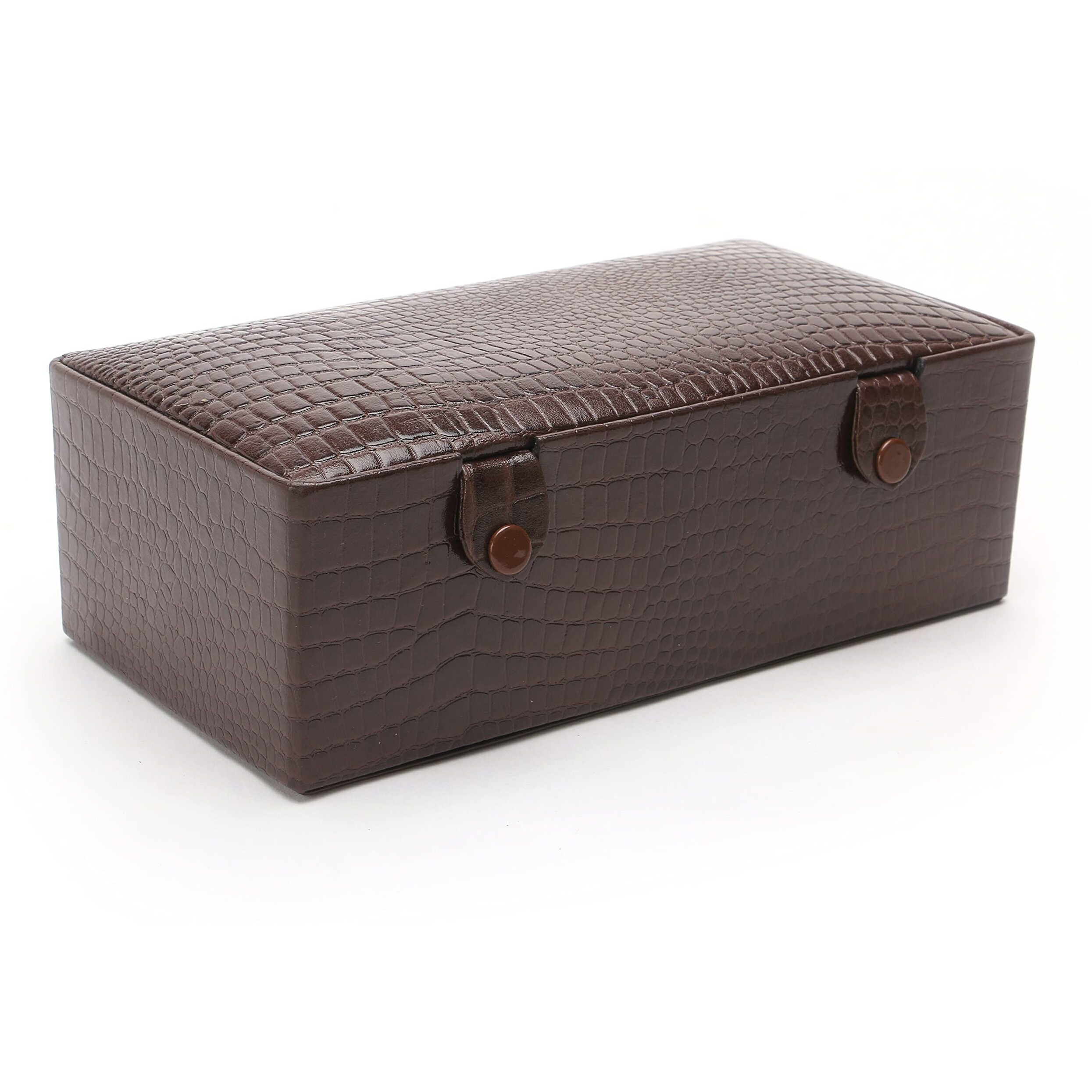 C Comfort Genuine Leather 2 Tray Mini Jewellery Box | Jewellery Organizer for Women Girls