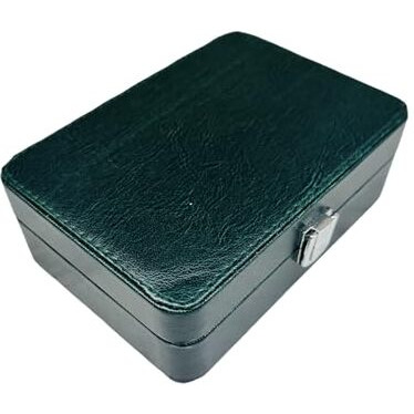 La Trove Leather Jewelry Box for Earring Rings Necklace | Jewellery and Accessory Holder Organizer Case for Women and Girls | Colour - Dark Green, 6 x 13 x 20 CM
