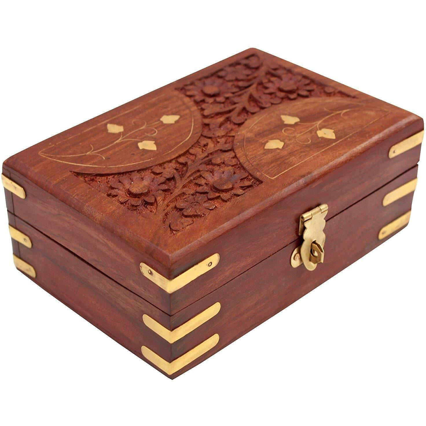 Sri Balajee Bangles Wooden Handmade Jewellery Box - Brown