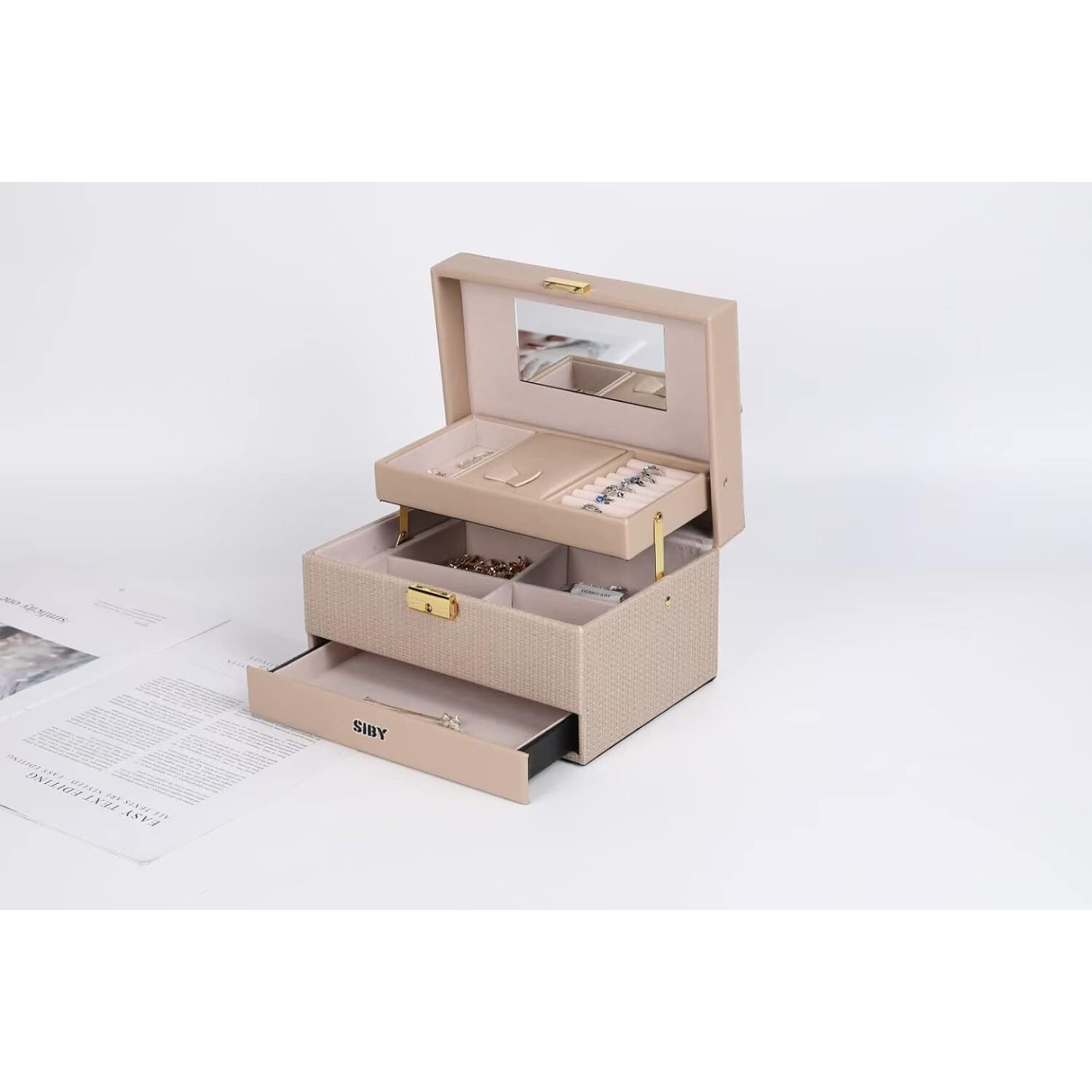 SIBY Solid 22Cms Jewellery Box(Small_L164_Light Brown)