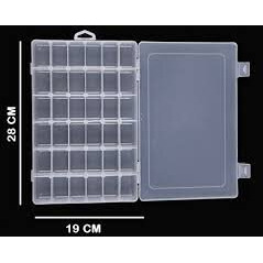 Inditradition 36 Grid Cells Plastic Multipurpose Jewelry Organizer Storage Box - Transparent, Rectangular