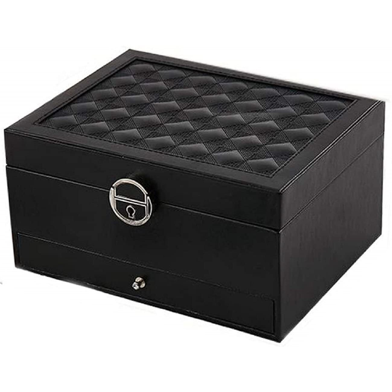 RONTENO Leather Multi-layer Jewelry Box Makeup Organizer Case Earrings Ring Stud Jewelry Storage Display Case Box For Jewelry Gift Box, 1Pc(Only Black Color,Not Included Jewelry)